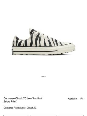 Converse Chuck 70 Low Zebra Canvas Sneaker - Black & White